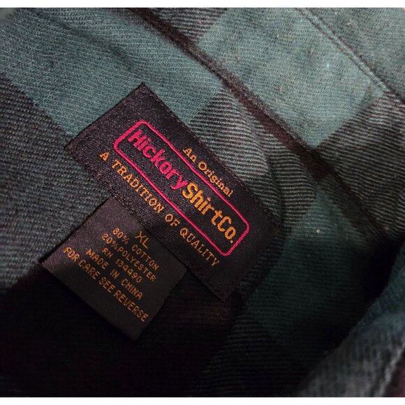 Hickory Shirt Co Pullover Mens XL Green Buffalo Plaid 1/2 Zip Flannel Outdoors - Picture 7 of 13